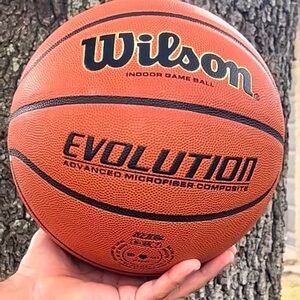 Wilson Evolution Outdoor/Indoor Leather-Feel Basketball - Orange